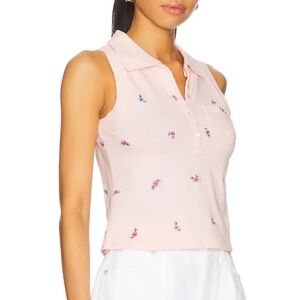 Free People Pink Sleeveless Floral Embroidered Top